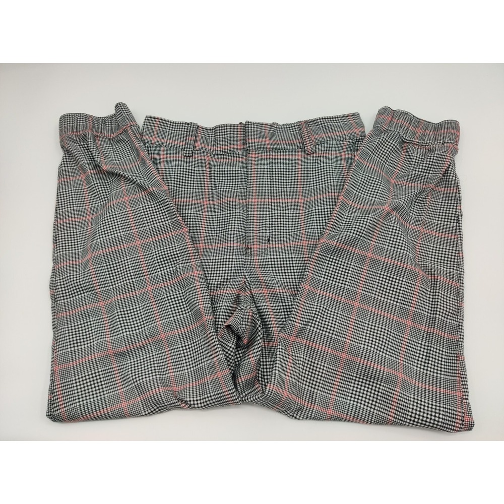 Hollister Ultra High Rise Glen Plaid Tapered Trousers Black White Red Womens L
